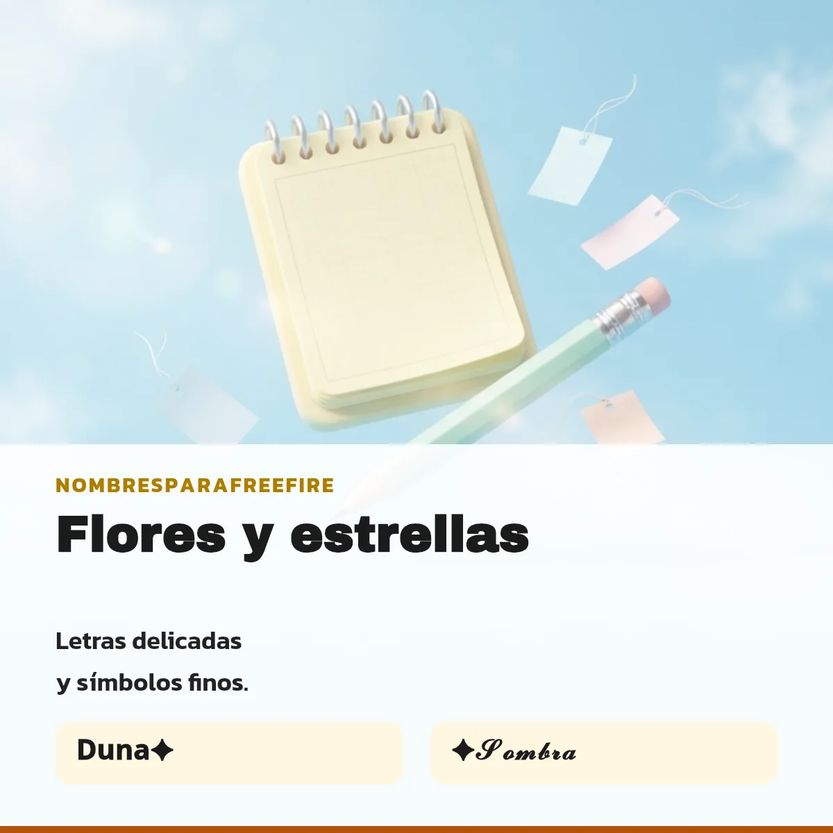 Ejemplos de nombres aesthetic para Free Fire con número de caracteres